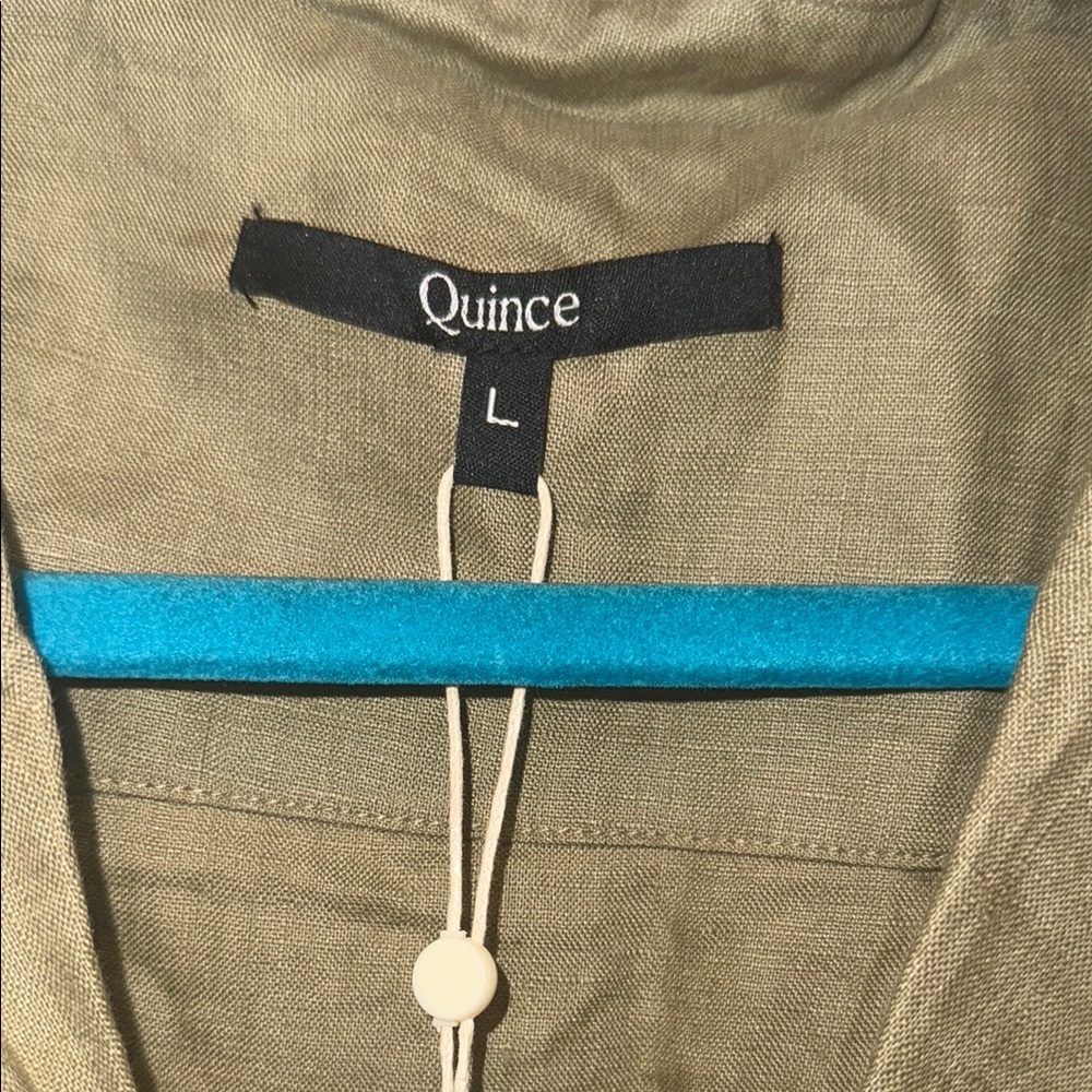 Quince Green Midi Shirt Dress with Notched Collar - Picture 2 of 5
